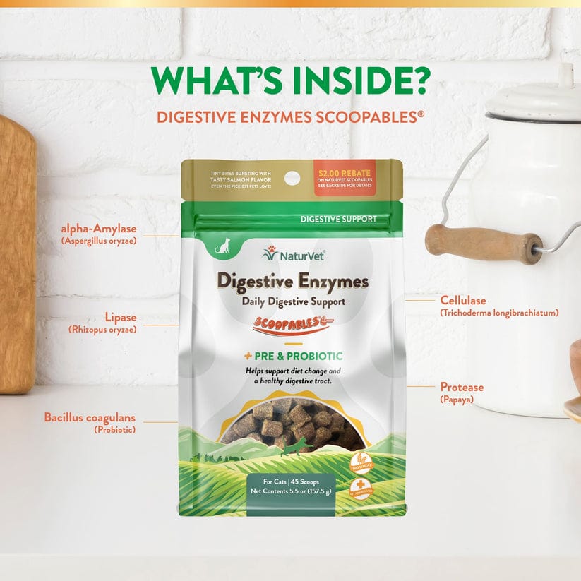 NaturVet Digestive Enzymes Daily Digestive Support Scoopables For Cats