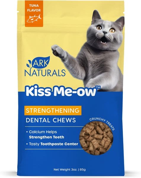Ark Naturals Kiss Me-Ow Strengthening Tuna Dental Chews Crunchy Cat Treats