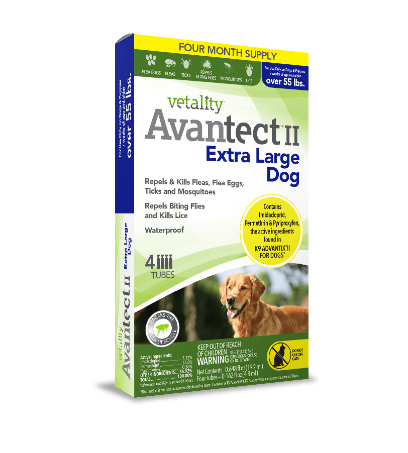 Vetality Avantect II Monthly Topical Flea and Tick Treatment for Extra Large Dogs