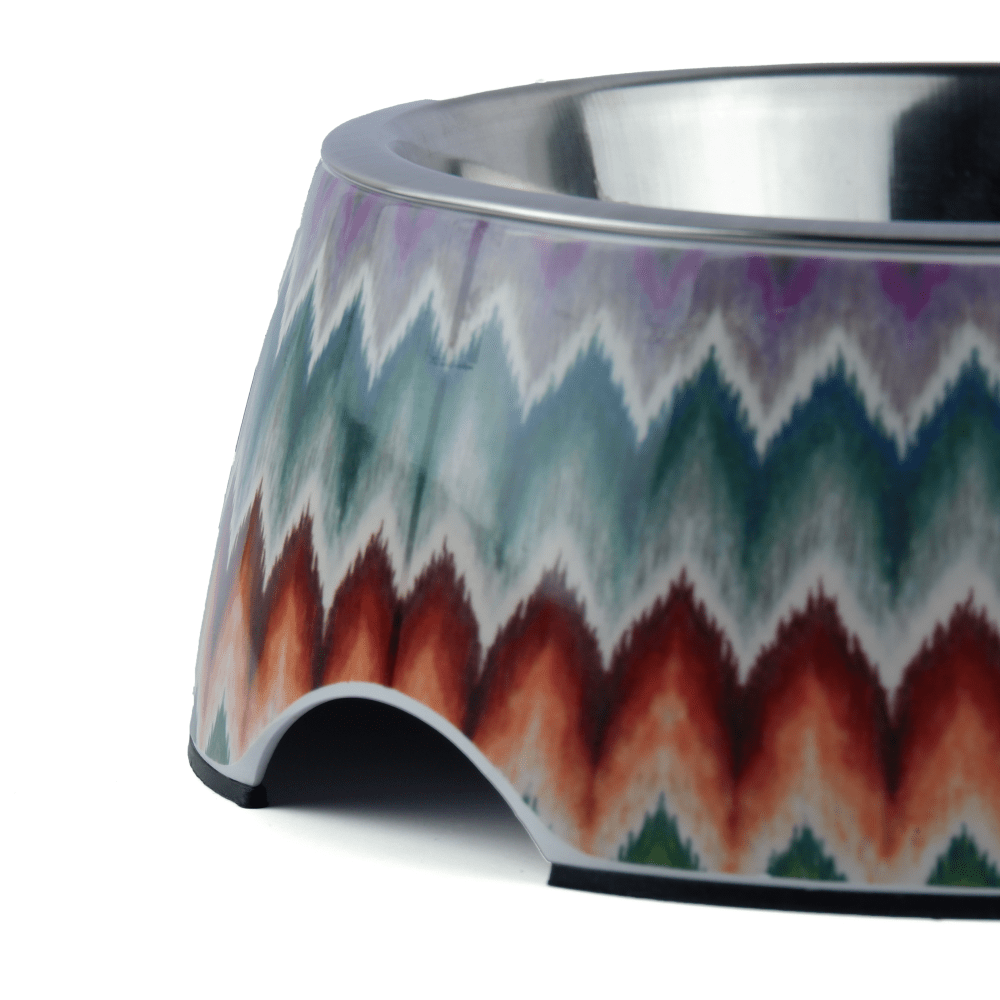 Basil Multizig Print Melamine Bowl for Dogs and Cats