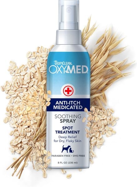 TropiClean OxyMed Medicated Itch Relief Soothing Spray for Dogs