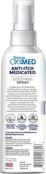 TropiClean OxyMed Medicated Itch Relief Soothing Spray for Dogs