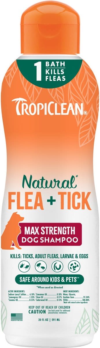 TropiClean Natural Maximum Strength Flea & Tick Treatment Shampoo for Dogs